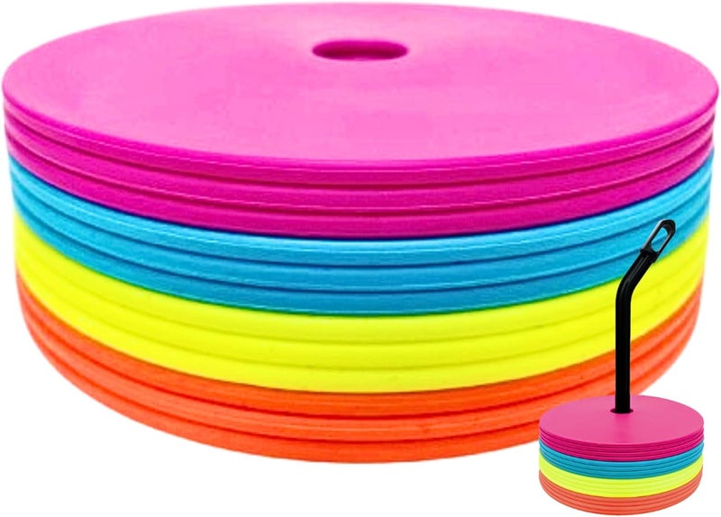 LEZER 6 Inch 8 Inch Flat Cones, Spot Markers, Soccer Cones, Field Court Markers, Sit Spots, Flat Discs, Soccer Training Equipment, Agility Practice, Football, Made in Taiwan - Image 1
